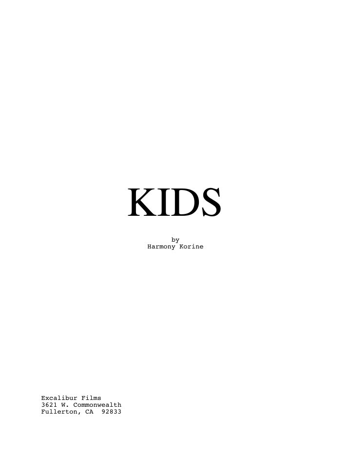 Kids screenplay first page