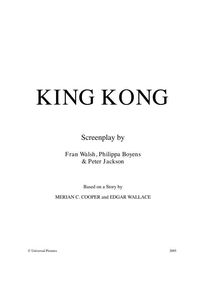 King Kong screenplay first page