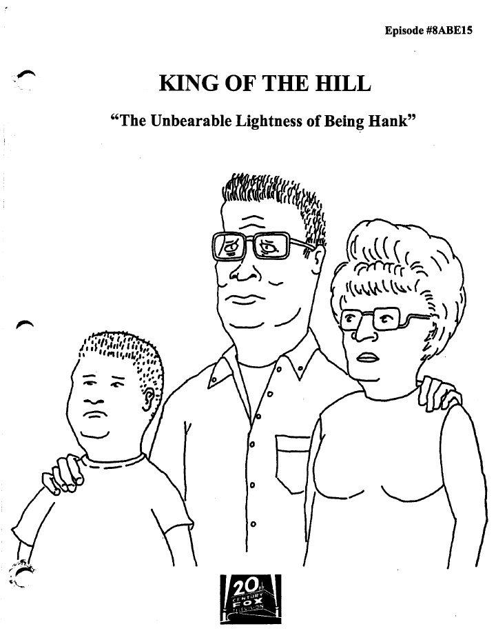 King of the Hill: 820: Hank's Back screenplay first page