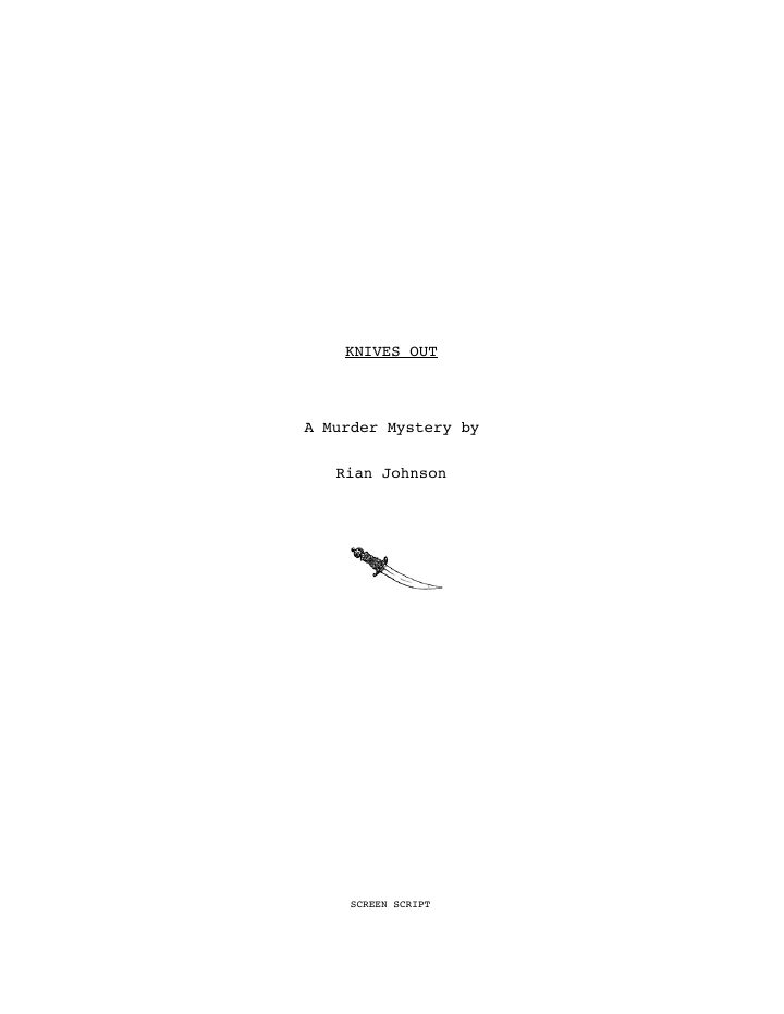 Knives Out screenplay first page