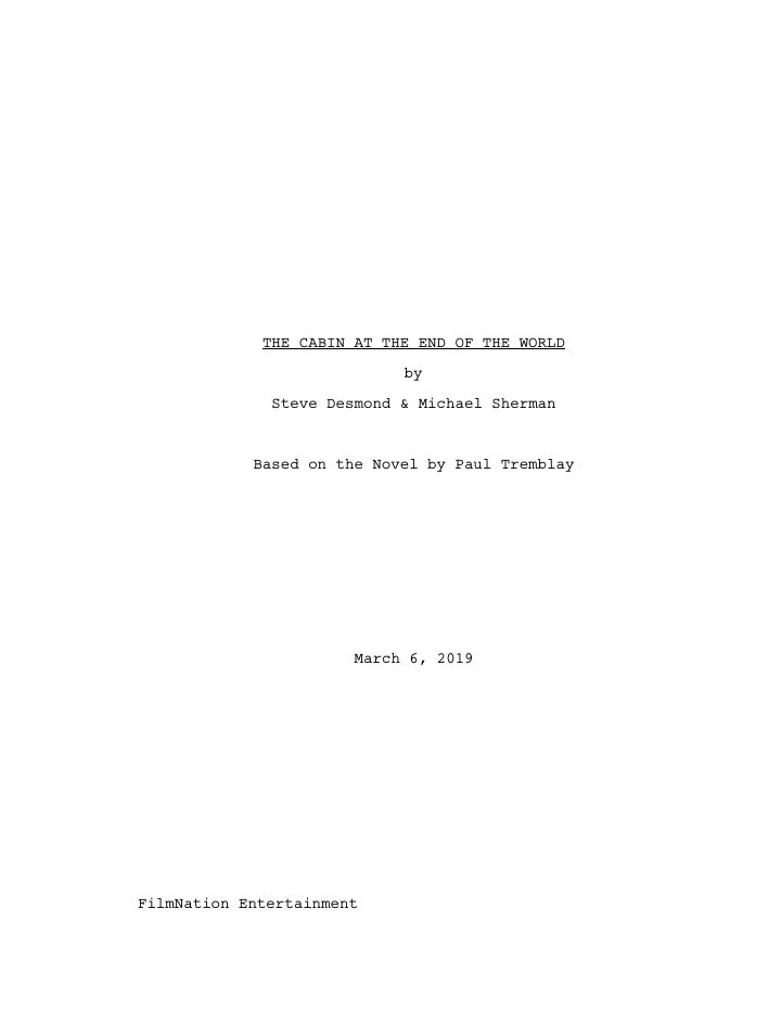 Knock at the Cabin screenplay first page