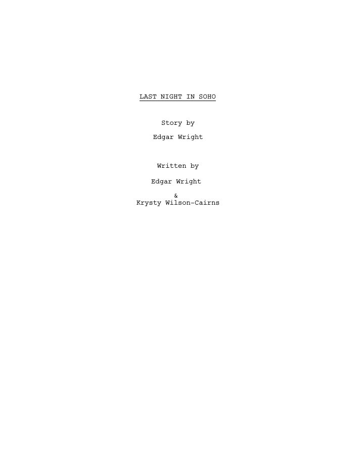 Last Night in Soho screenplay first page