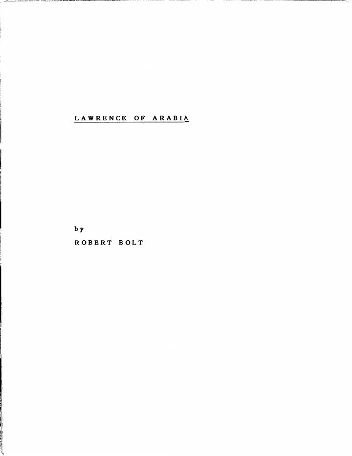Lawrence of Arabia screenplay first page