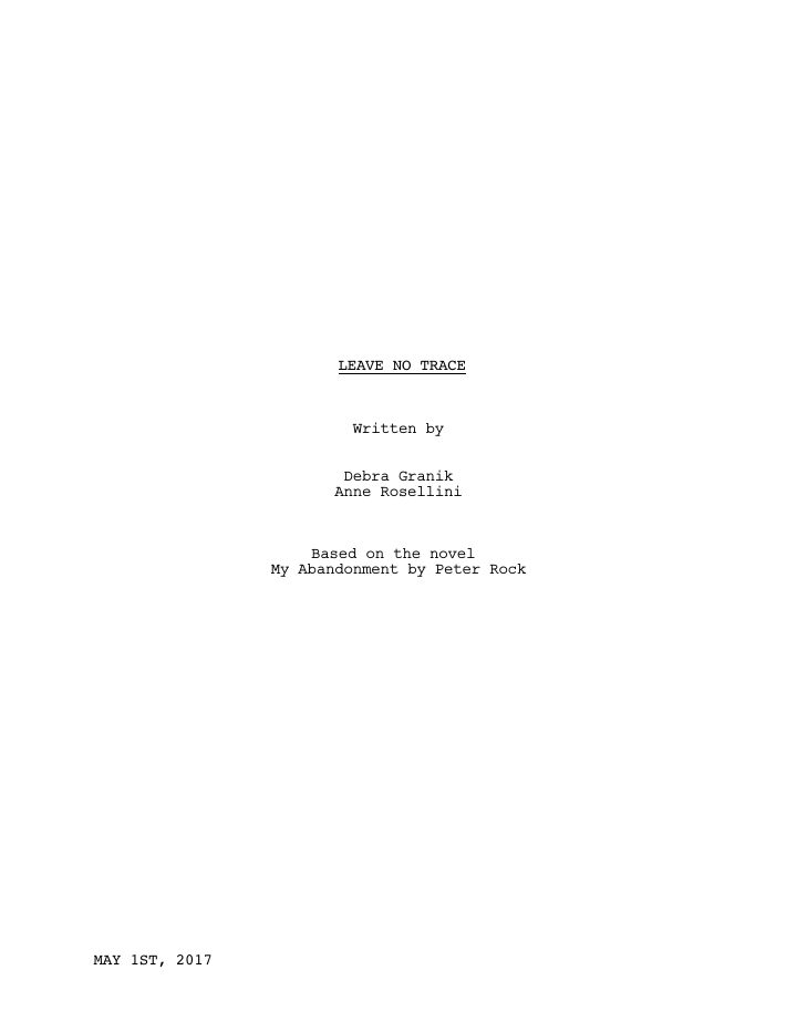 Leave No Trace screenplay first page