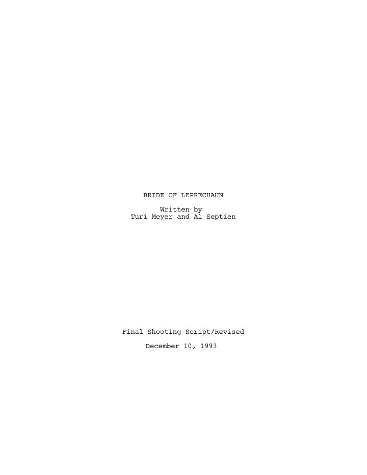 Leprechaun 2 screenplay first page