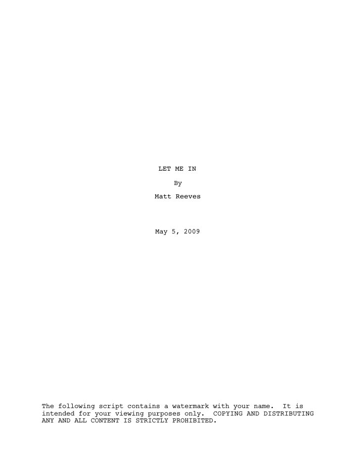 Let Me In screenplay first page