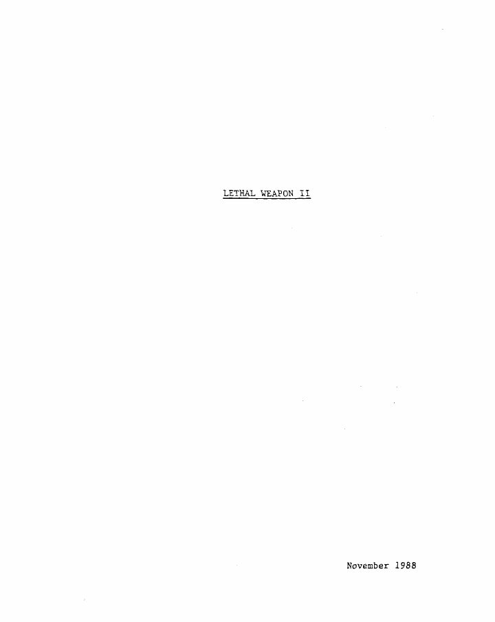 Lethal Weapon 2 screenplay first page