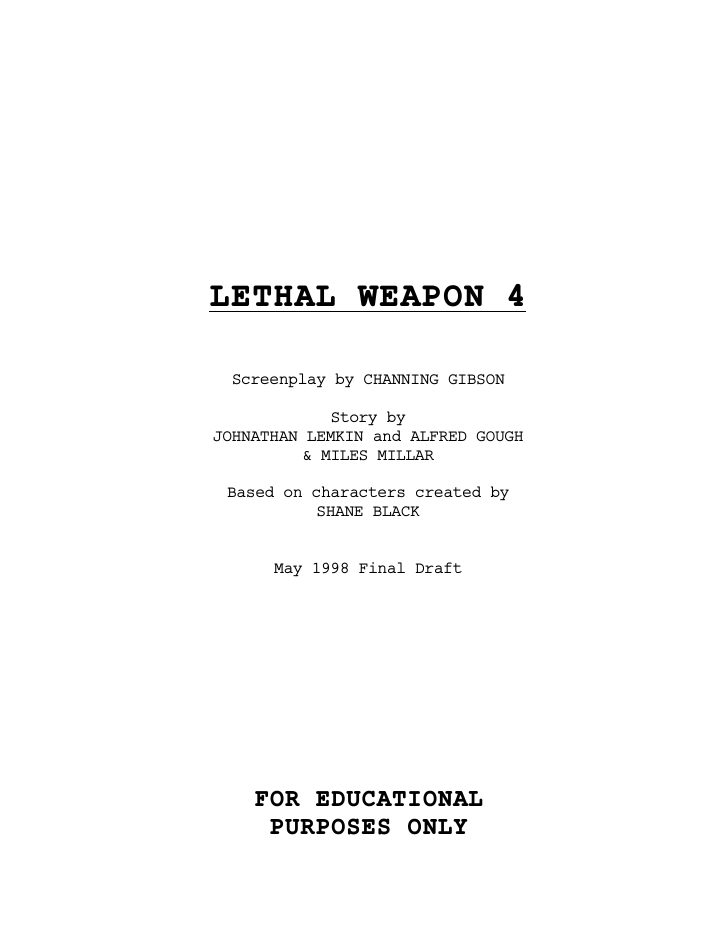 Lethal Weapon 4 screenplay first page