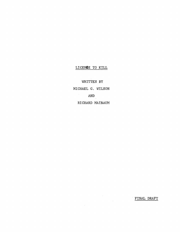 Licence to Kill screenplay first page