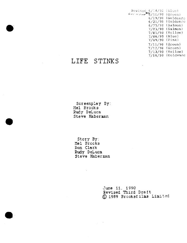 Life Stinks screenplay first page