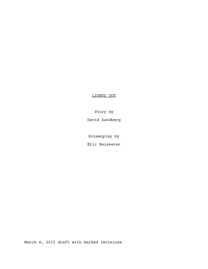 Lights Out screenplay first page