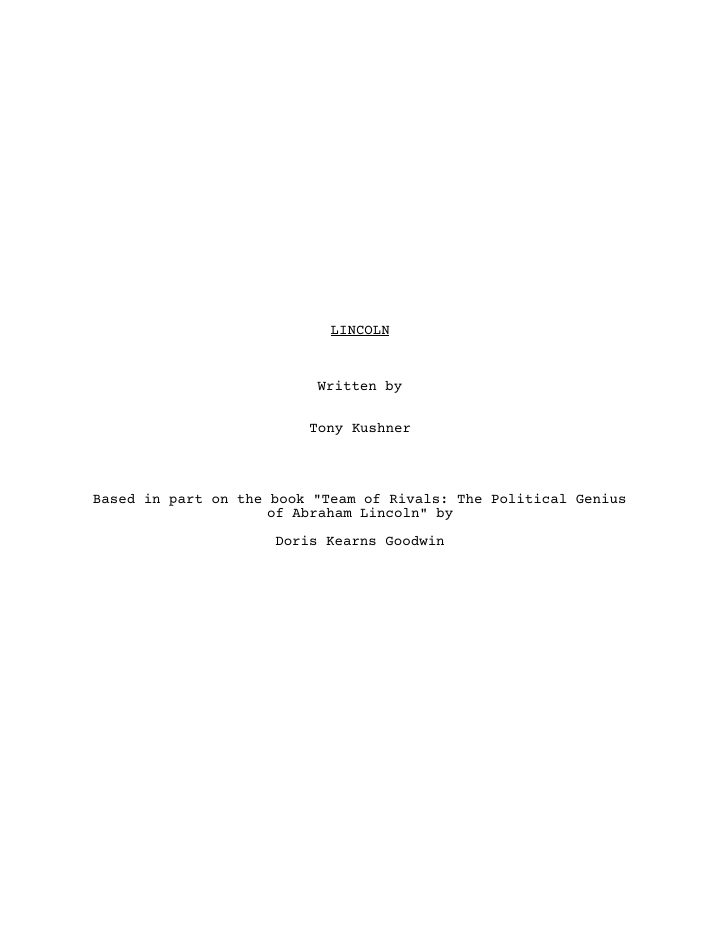 Lincoln screenplay first page