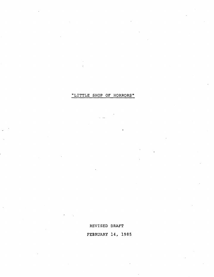 Little Shop of Horrors screenplay first page