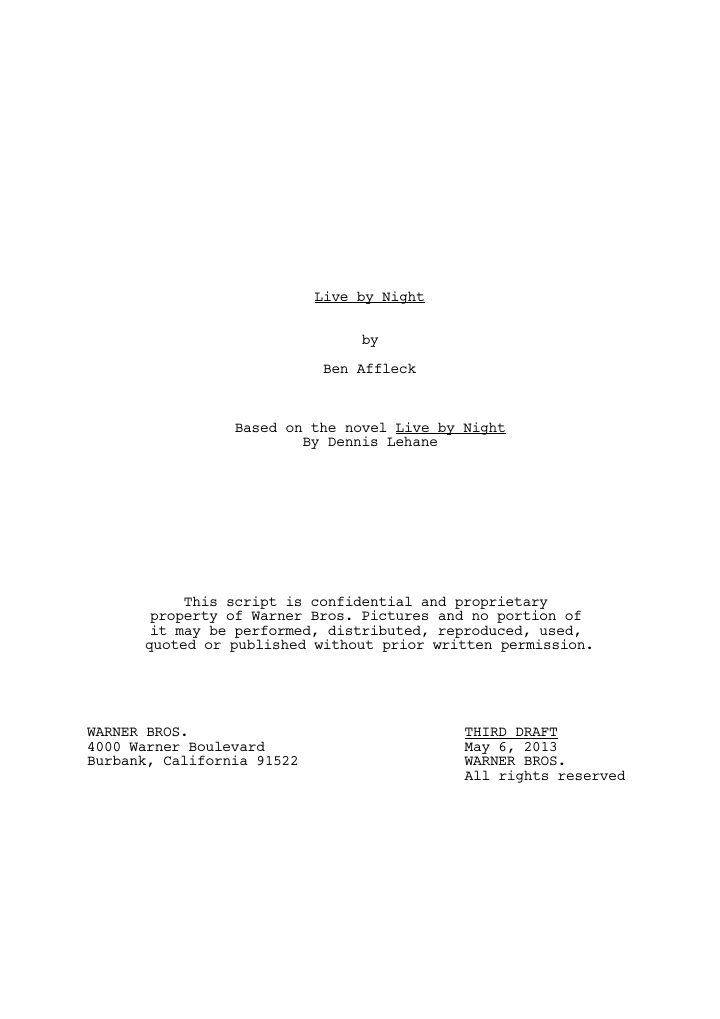 Live By Night screenplay first page