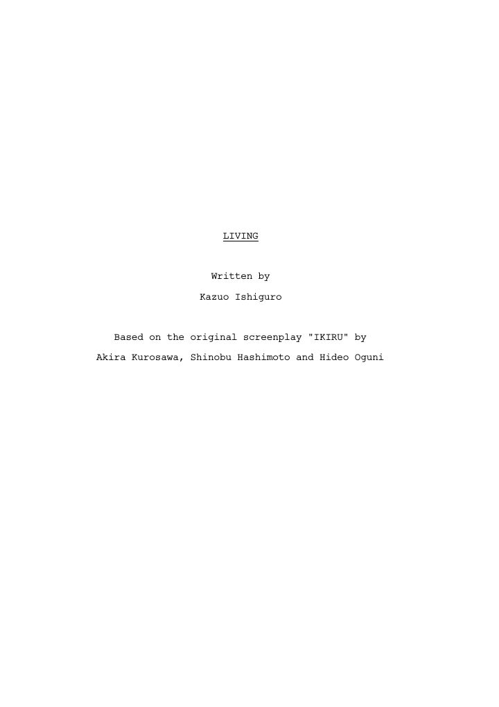 Living screenplay first page