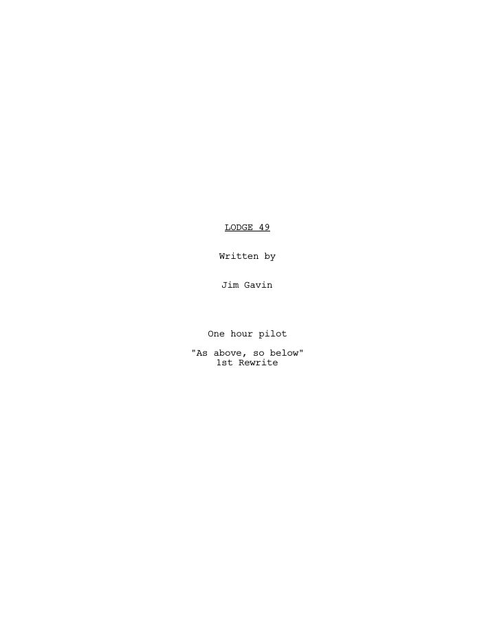 Lodge 49: 101: As Above, So Below screenplay first page
