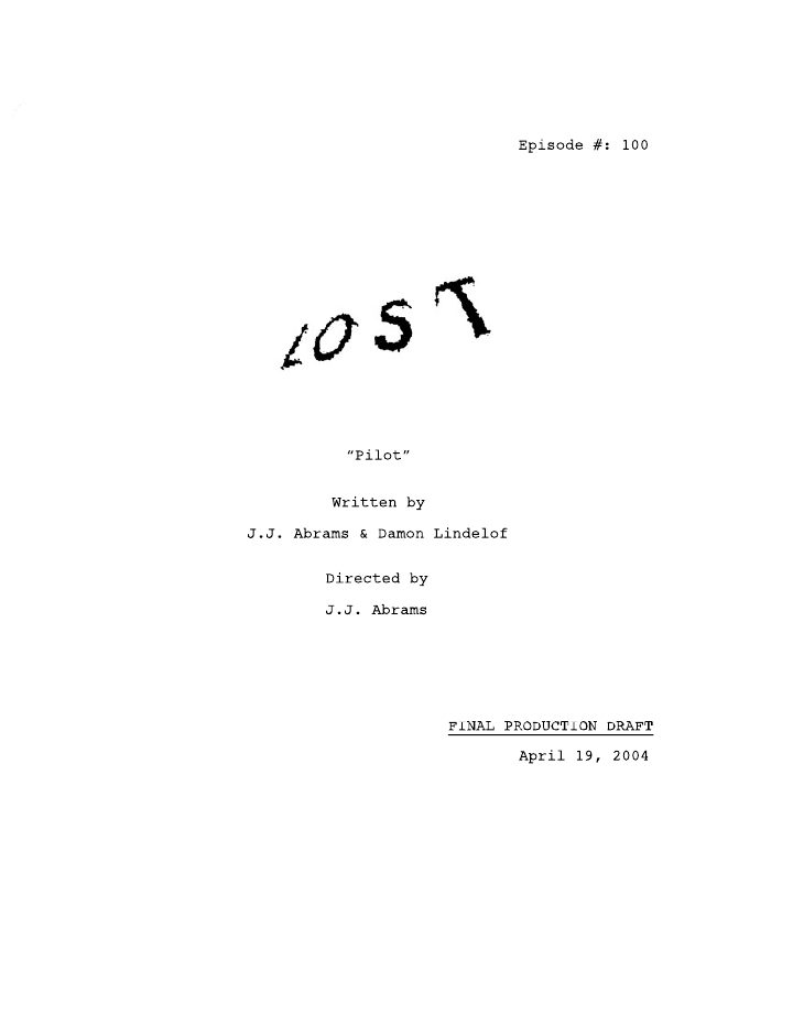 Lost: 101: Pilot screenplay first page