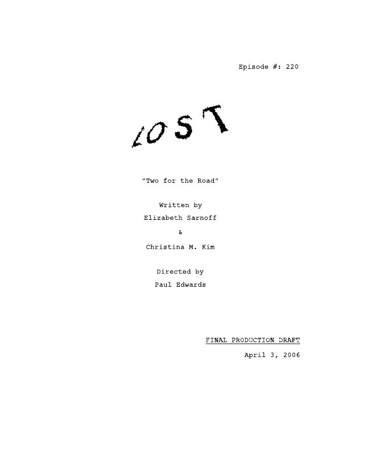 Lost: 220: Two for the Road screenplay first page