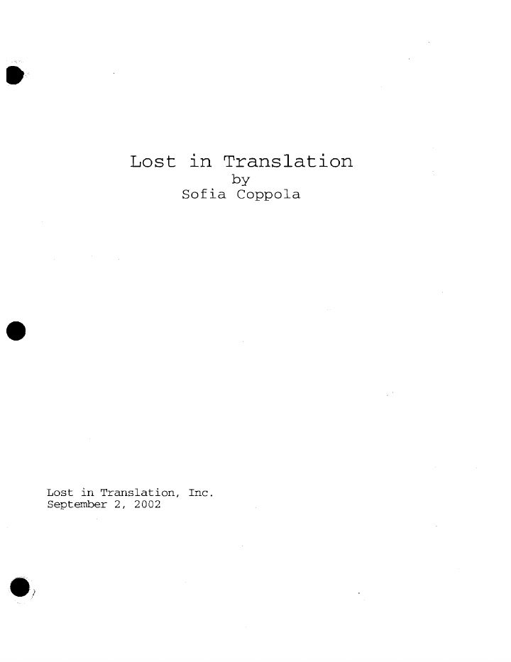 Lost in Translation screenplay first page