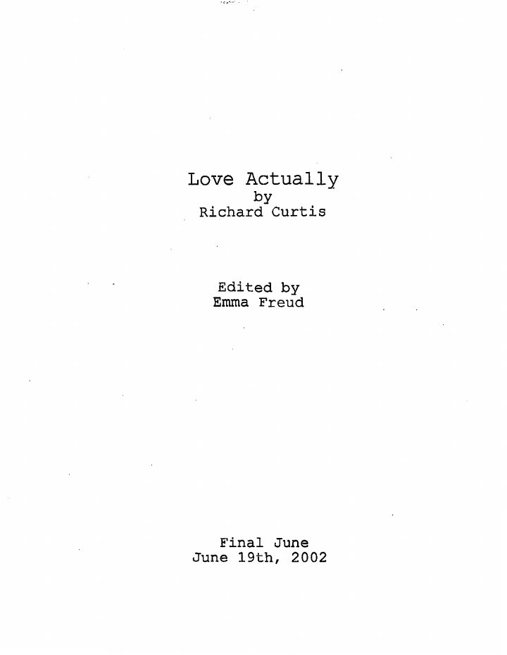 Love Actually screenplay first page