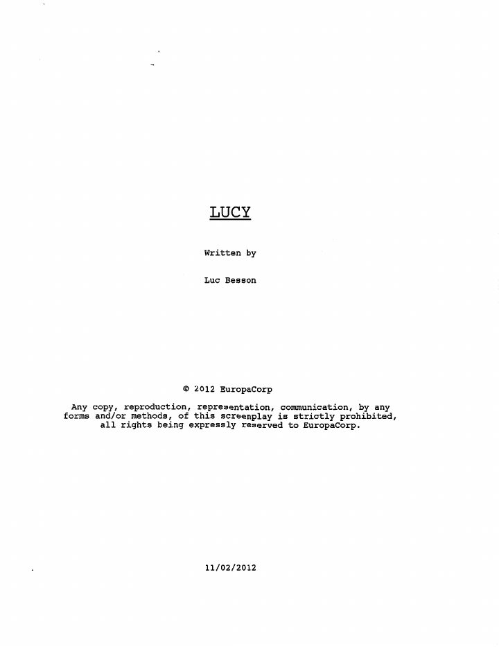 Lucy screenplay first page