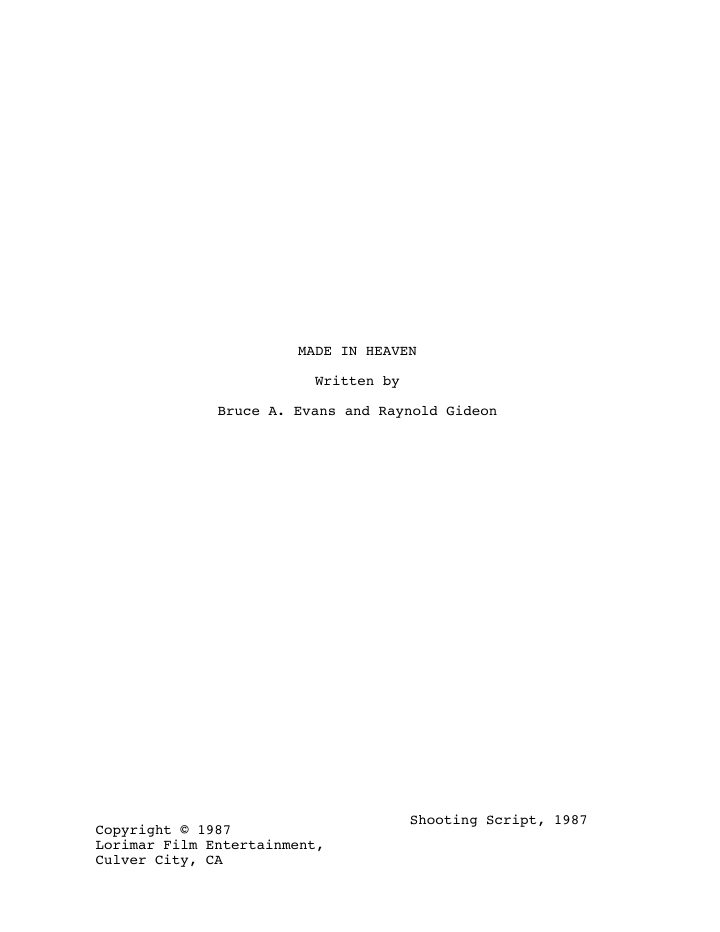 Made in Heaven screenplay first page