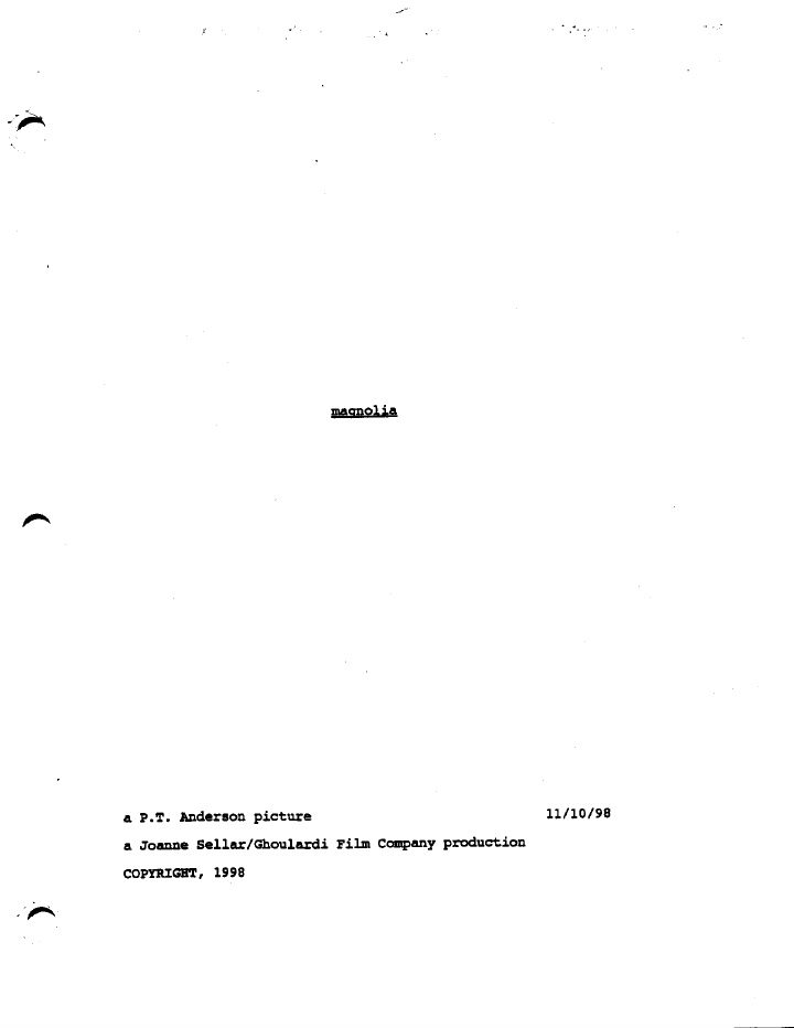 Magnolia screenplay first page
