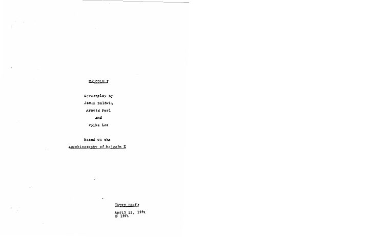 Malcolm X screenplay first page