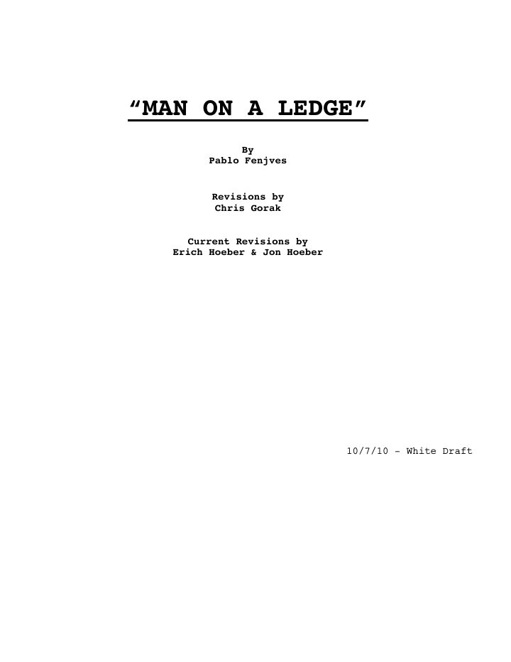 Man on a Ledge screenplay first page