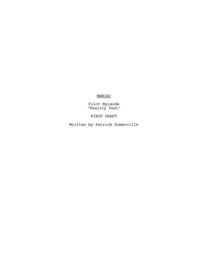 Maniac: 101: The Chosen One! screenplay first page