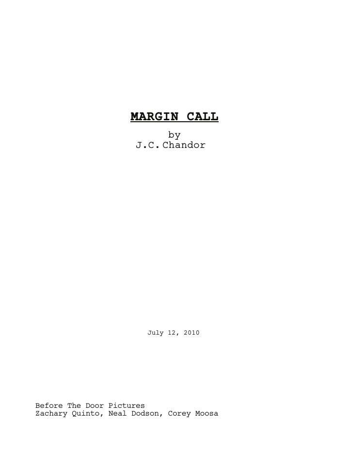 Margin Call screenplay first page