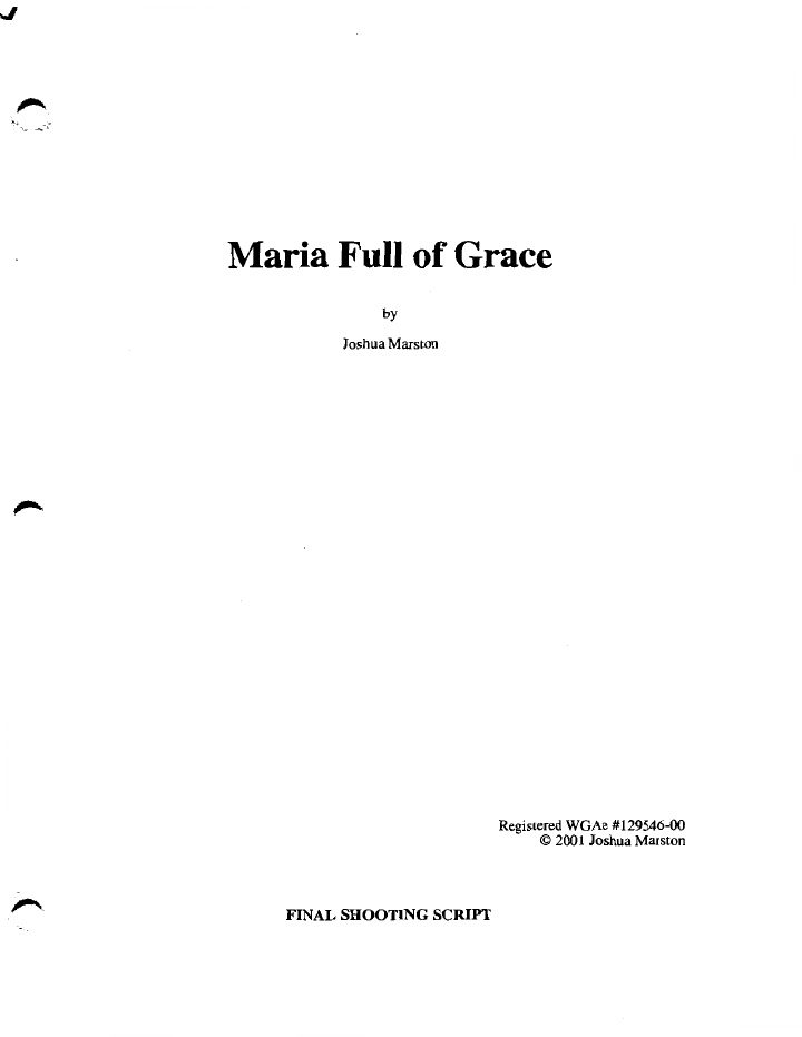 Maria Full of Grace screenplay first page