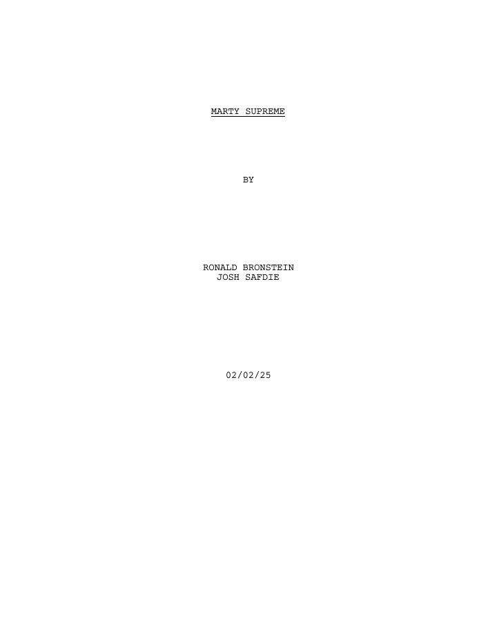 Marty Supreme screenplay first page