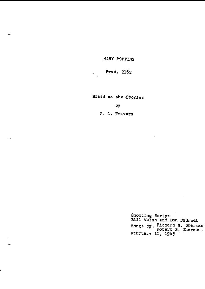 Mary Poppins screenplay first page