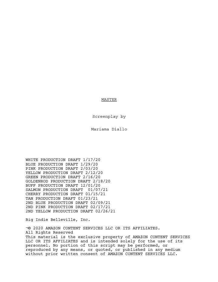 Master screenplay first page