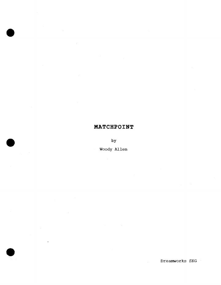 Match Point screenplay first page