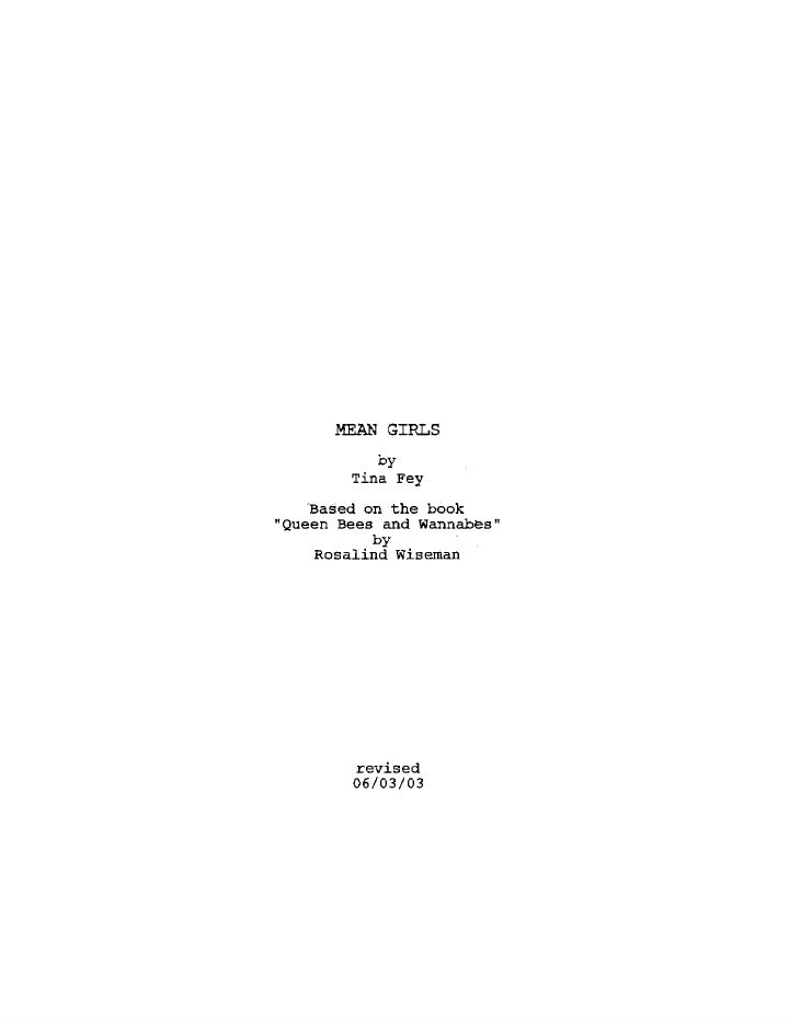 Mean Girls screenplay first page
