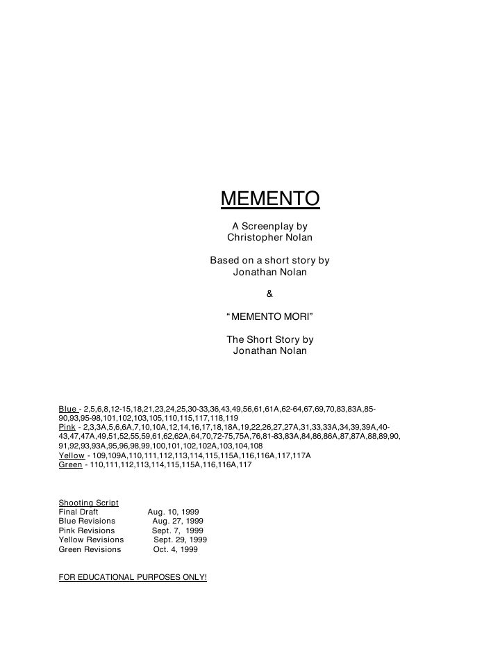 Memento screenplay first page