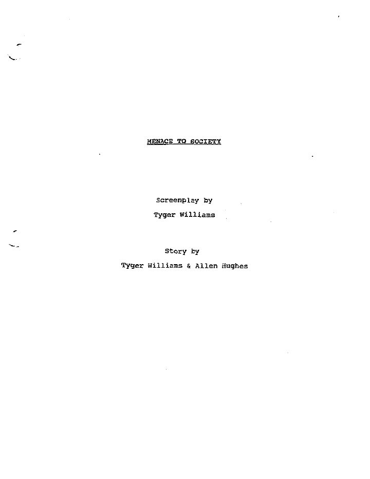 Menace II Society screenplay first page