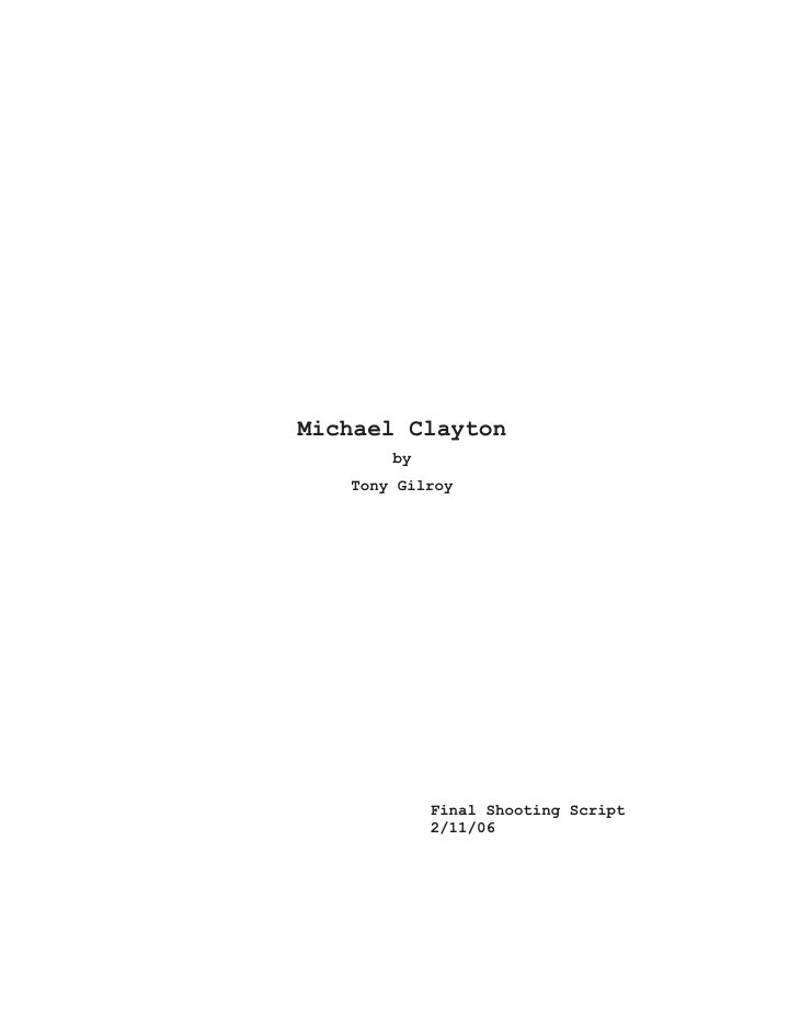 Michael Clayton screenplay first page