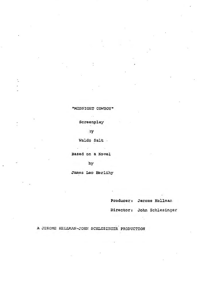 Midnight Cowboy screenplay first page