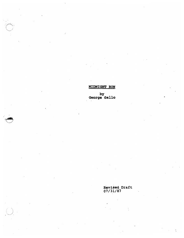Midnight Run screenplay first page