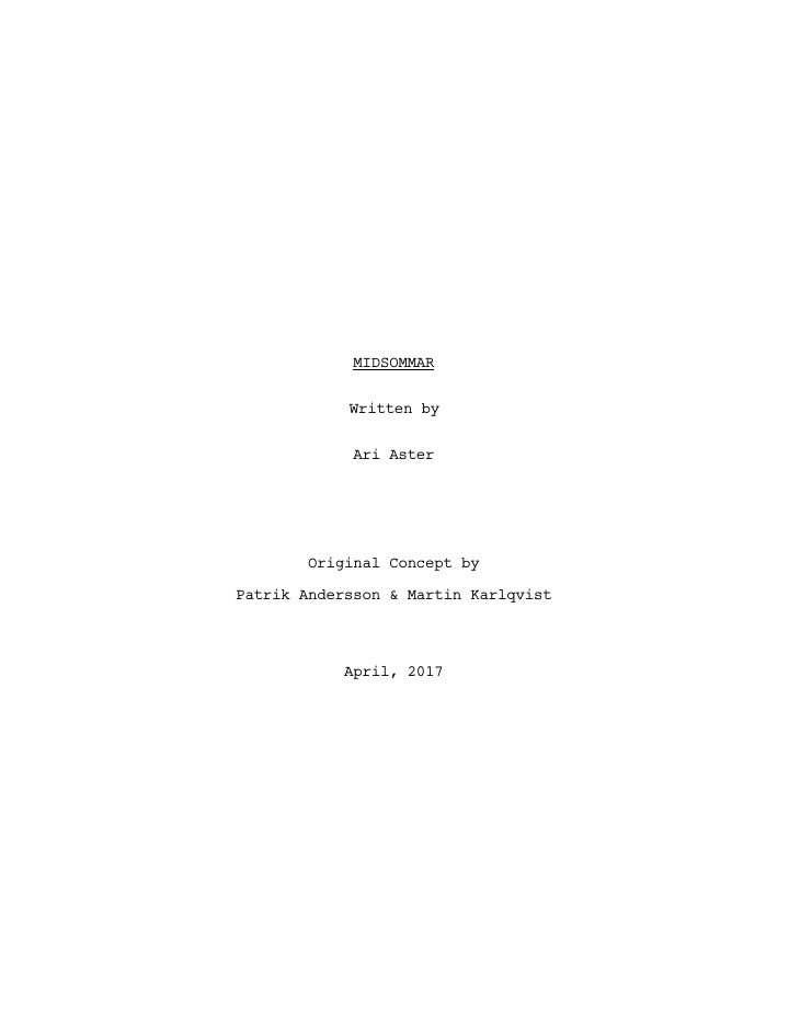 Midsommar screenplay first page