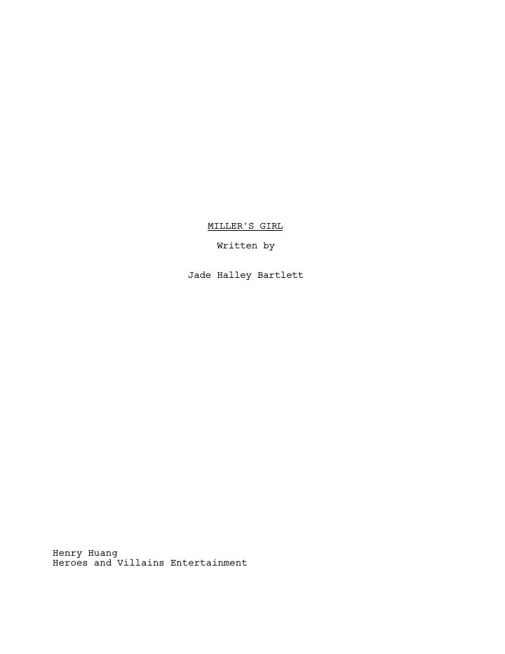 Miller's Girl screenplay first page