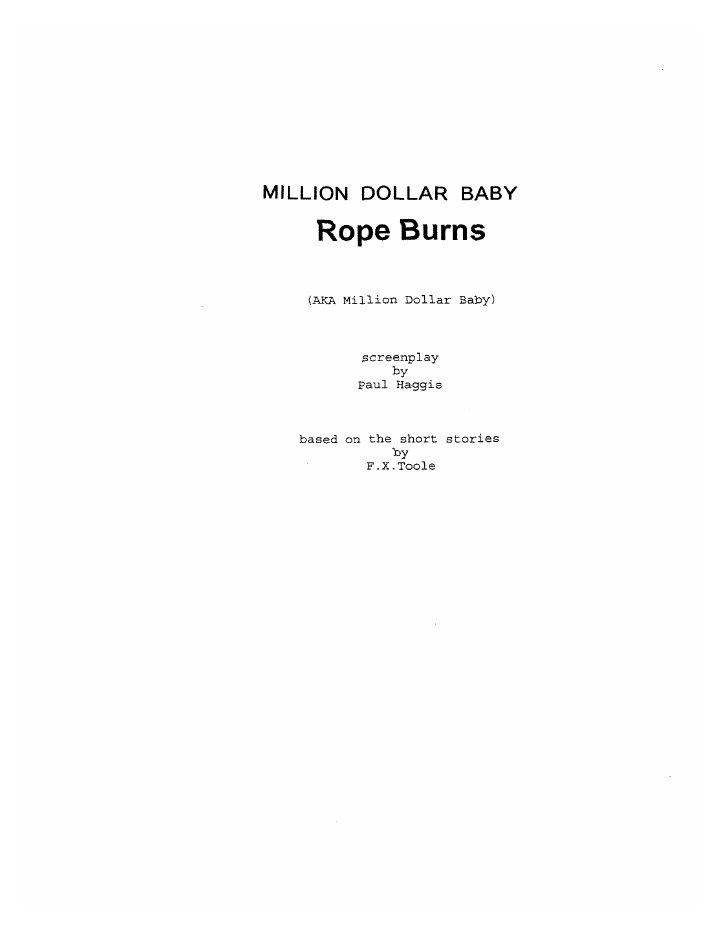 Million Dollar Baby screenplay first page