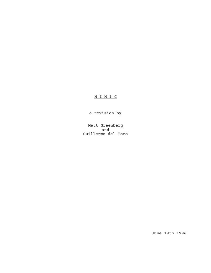 Mimic screenplay first page