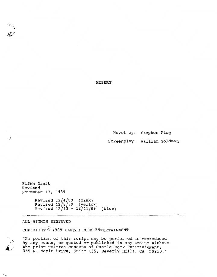 Misery screenplay first page