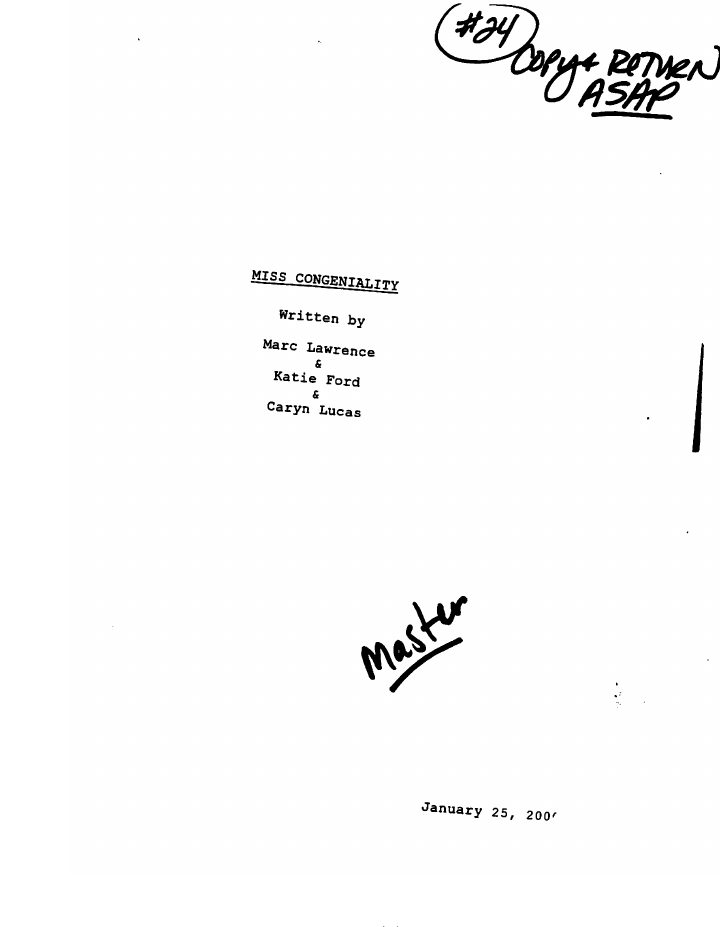 Miss Congeniality screenplay first page