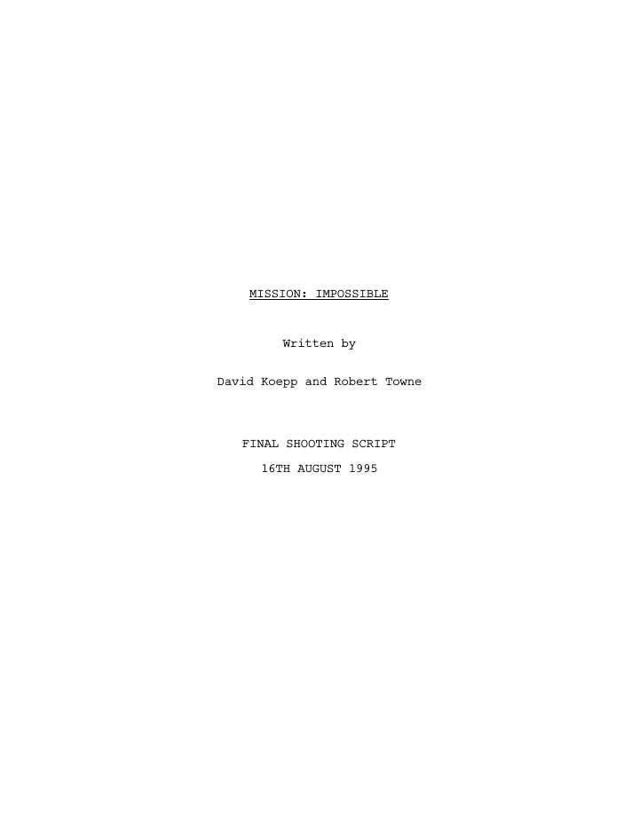 Mission: Impossible screenplay first page