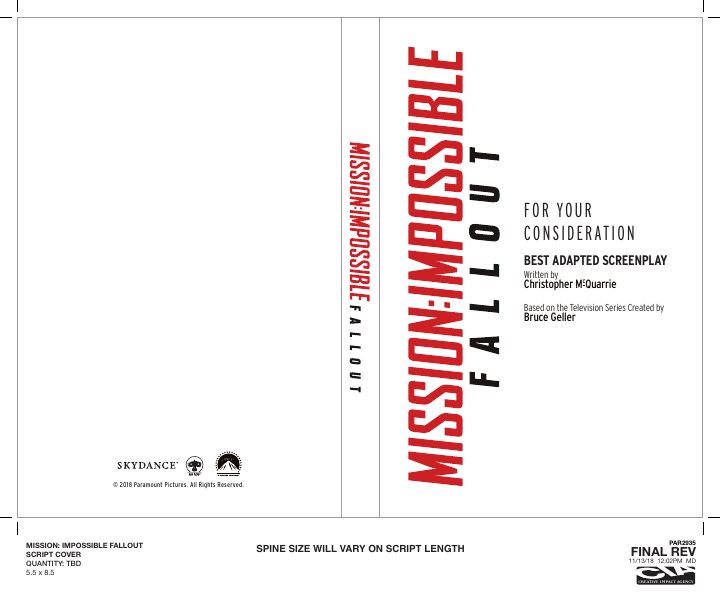 Mission: Impossible - Fallout screenplay first page